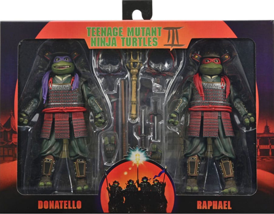 NECA TMNT III Doppelpack Actionfiguren Donatello & Raphael 18 cm mit Zubehör