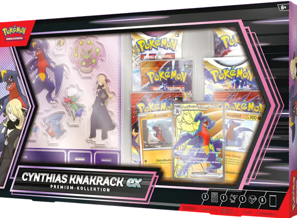 Pokémon Cynthia’s Knakrack-ex Premium Kollektion Deutsch mit Promokarte, Jumbo-Karte und Boostern