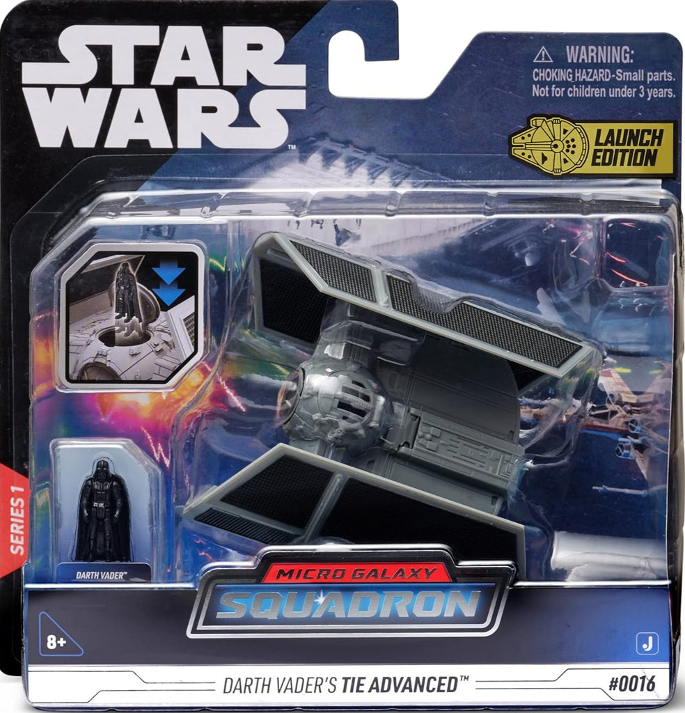 Star Wars Micro Galaxy Squadron – Darth Vader TIE Advanced mit Mikrofigur und Cockpit