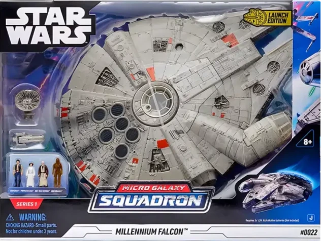 Star Wars Micro Galaxy Squadron – Millennium Falcon mit 4 Mikrofiguren und aufklappbaren Innenbereichen