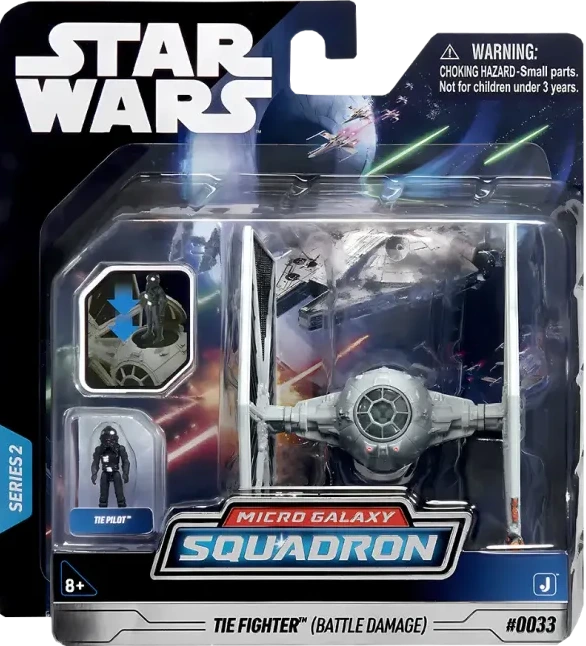 Star Wars Micro Galaxy Squadron – TIE Fighter (Battle Damage) mit Mikrofigur und abnehmbaren Flügeln