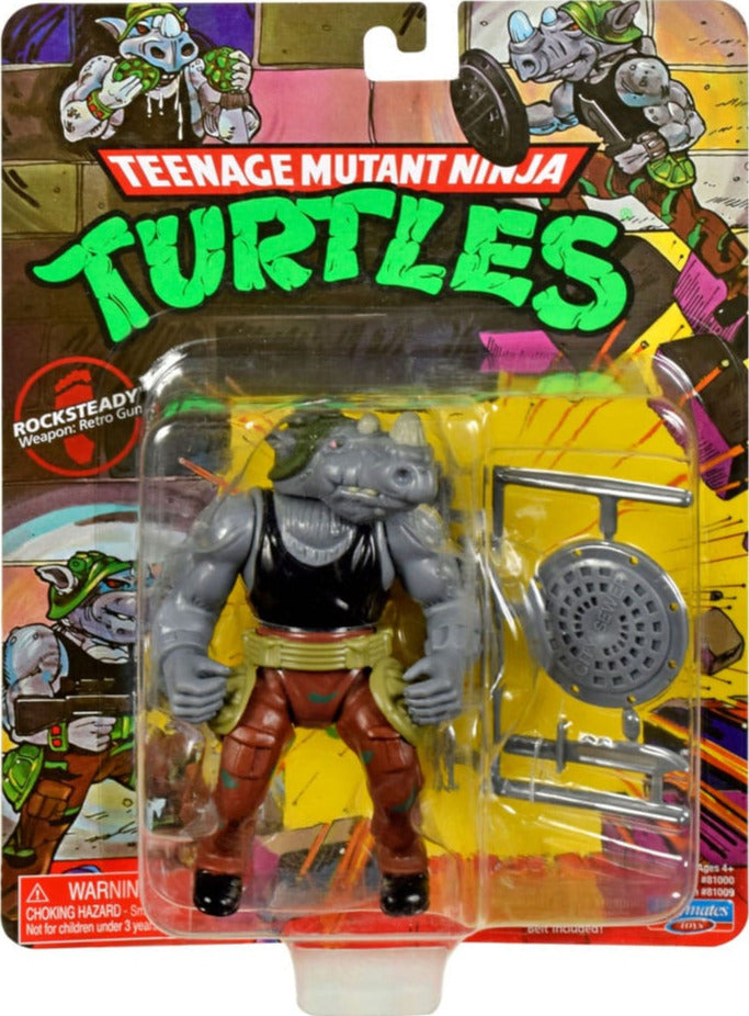  TMNT Classic Rocksteady Actionfigur mit Storage Shell – 10 cm von Playmates