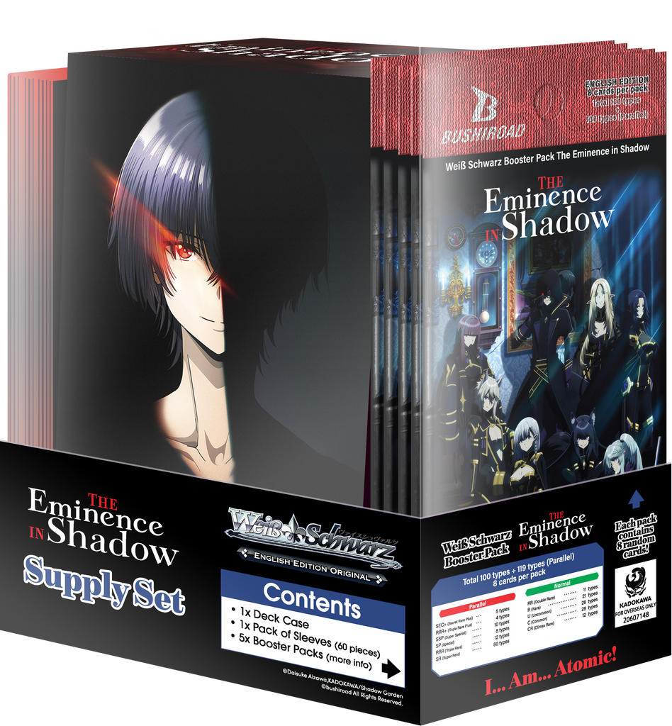 Weiß Schwarz The Eminence in Shadow Supply Set Englisch mit Deckbox, Sleeves und Boostern