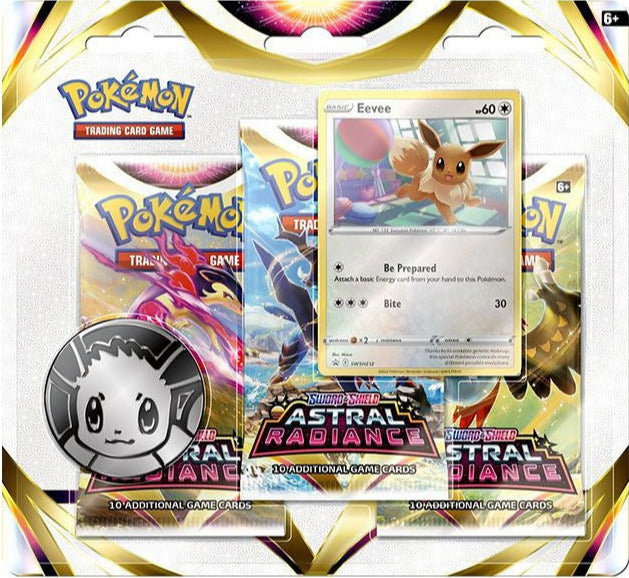 Pokémon Astral Radiance 3 Booster Blister Englisch mit Evoli-Promokarte und Coin